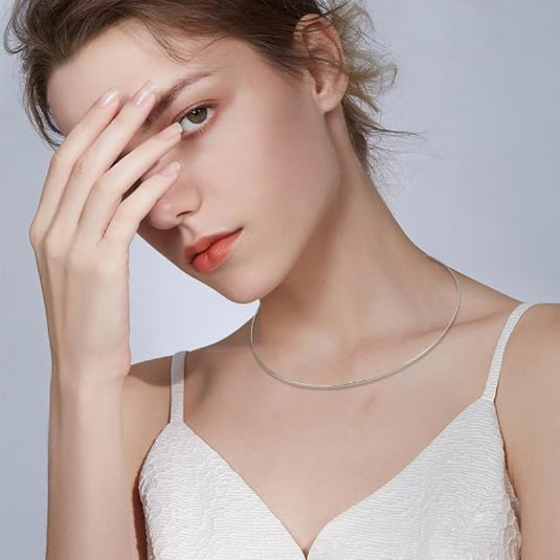 Plain Metal Choker Necklace Set, Gift for Women